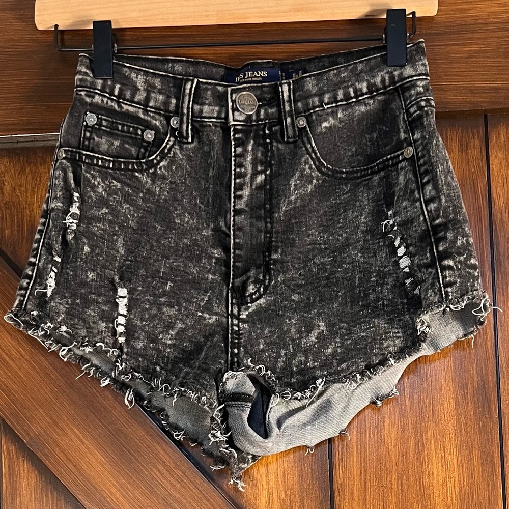 iris Jeans Distressed Black Acid Wash‎ Denim Cut Off Shorts Women's S